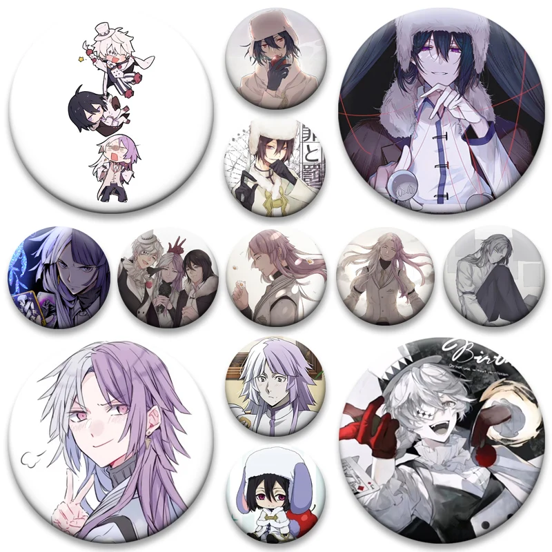 Sigma,Fyodor D‌,Gogol Cute Cartoon Characters Badge on Backpack Accessories Manga Icons Pins Anime Brooches for Bag Decor Gifts