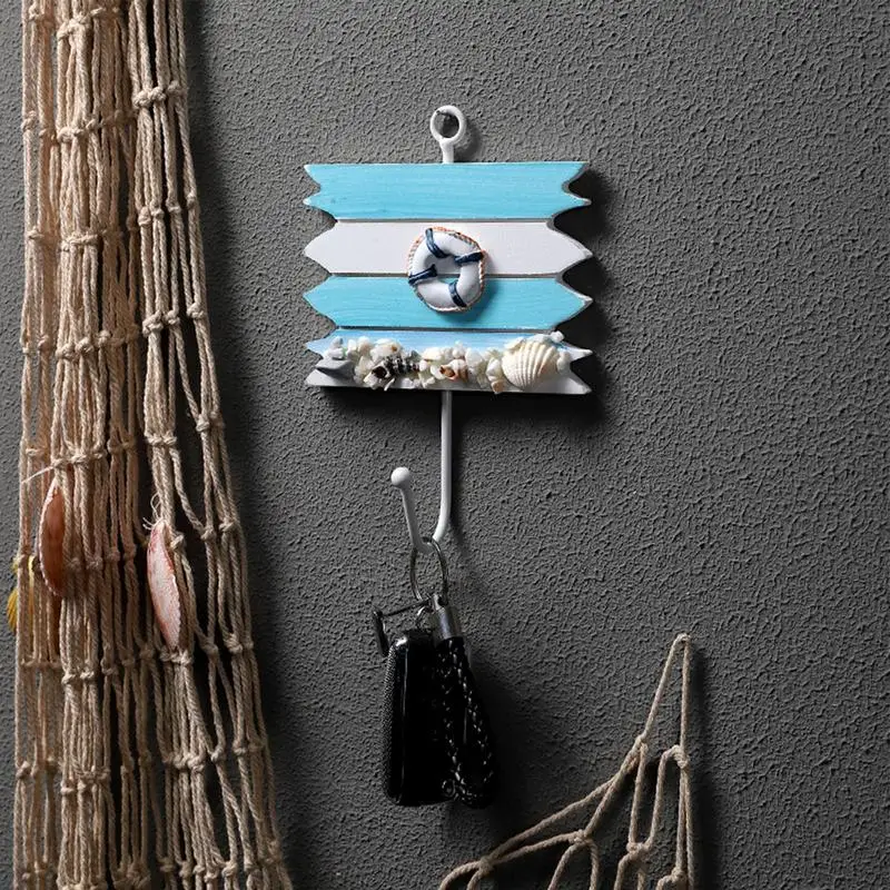 Nautical Coat Hanger Ocean Decor Key Hanger Mediterranean Style Hooks Decorative Wall Hook Beach Wall Home Decoration Wood Decor