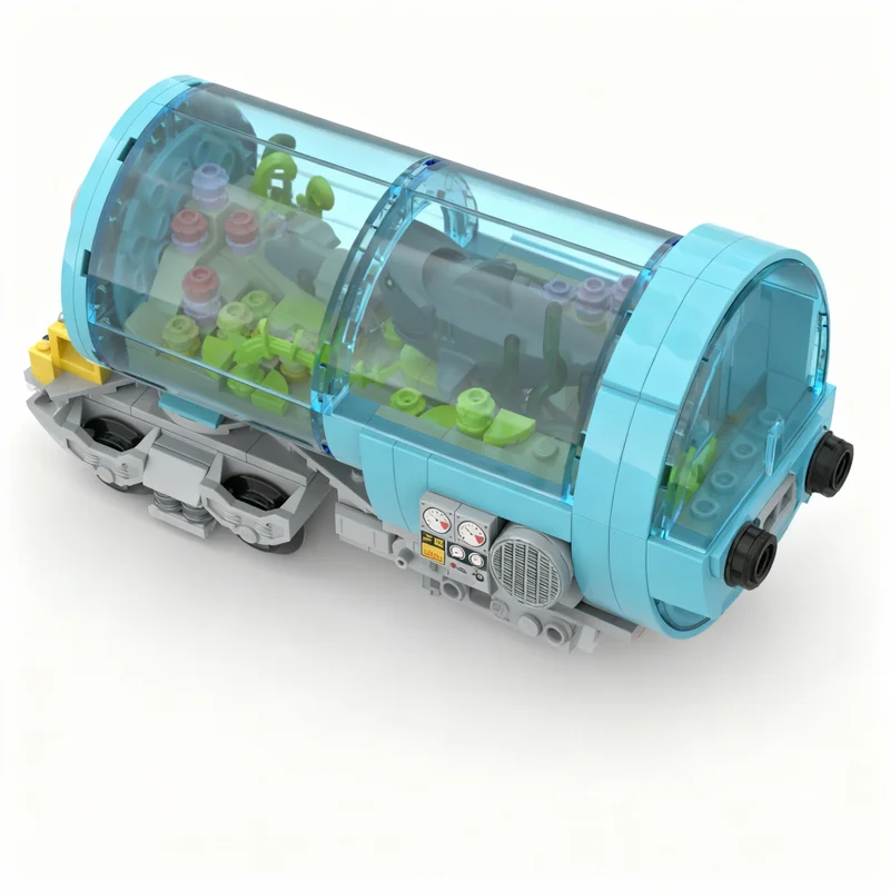 523 stks MOC Aquarium Tank Treinwagon Model Bouwstenen Kerstcadeau Architectuur Speelgoed DIY Creatief Idee Onderwijs Baksteen