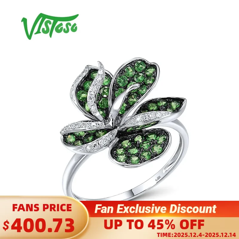 

Женское кольцо с зеленым гранатом VISTOSO, из белого золота 14 к 585 пробы, со сверкающими бриллиантами, в виде цветка лилии, великолепные элегантные ювелирные украшения из драгоценных камней