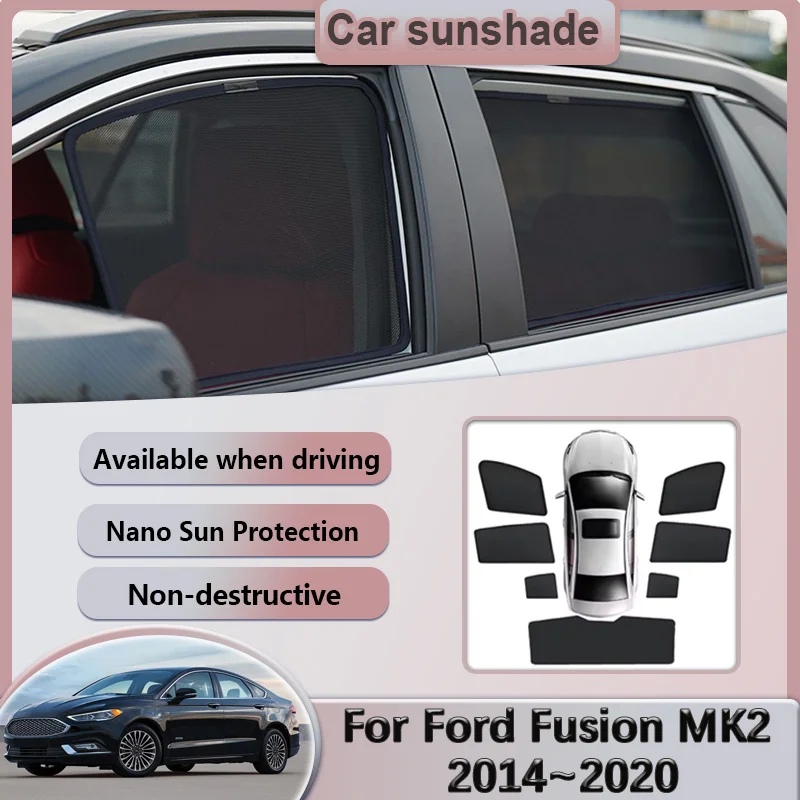 

Автомобильные сетчатые солнцезащитные козырьки для Ford Fusion MK2 2014 ~ 2020 2016 2018 Mondeo MK4, козырьки на заказ, солнцезащитные козырьки, автоаксессуары