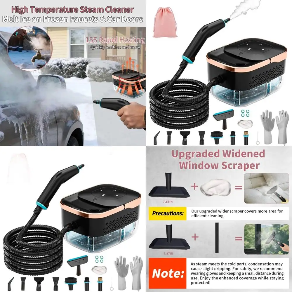 

Portable 4-Bar Pressure Steam Cleaner with 11 Accessories, 15s Heat-Up, 6-Level Adjustable, 1500W for Grout, Grease, Tile, Uphol