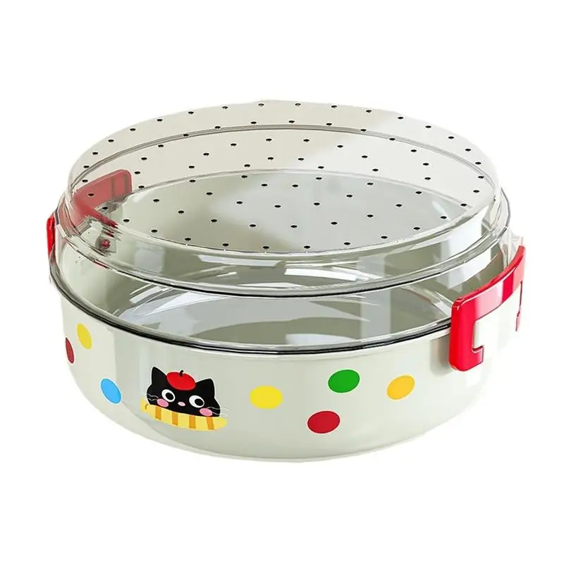 

Поднос для фруктов с крышкой, подносы для вечерние еды, коробка для фруктовых тарелок, двухслойный органайзер для хранения продуктов с дренажными контейнерами для закусок, тарелка