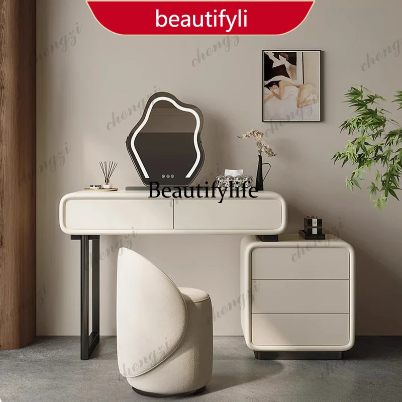 X188 Solid wood cream style Makeup vanity Multi functional minimalism illuminated makeup dressing table penteadeira home furnitu