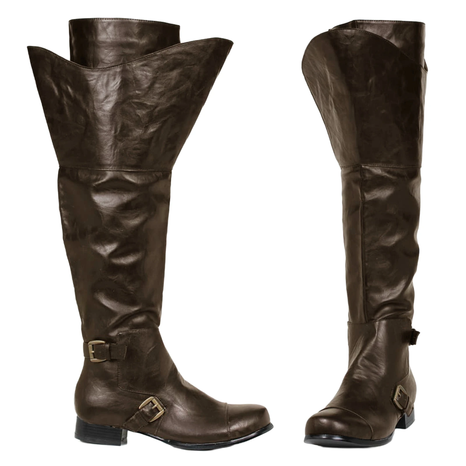 Men Medieval Knight Boots Gothic Pointed Knee-High Boots Halloween Carnival Cosplay Cuff Shoes