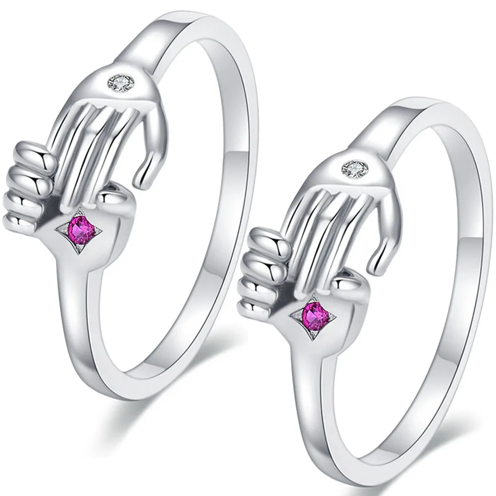 

2Pcs Hug Couple Rings Romantic Engagement Copper Jewelry Lightweight Safe Durable Gifts for Lovers Ring Accessories