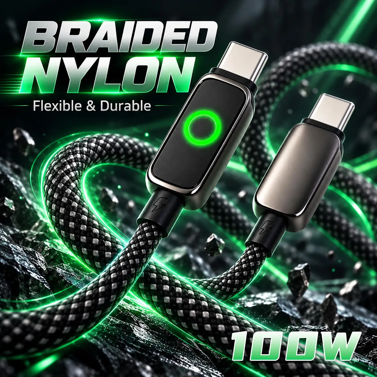 Double Type C Fast Charging Cable 100W Charger Data Cord For iPhone Samsung Xiaomi Huawei Phones Tablet Universal USB C Line
