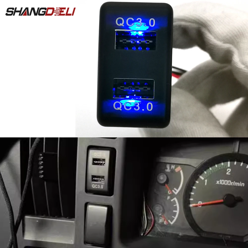 12v modificado carro duplo qc3.0 usb soquete carregador de telefone acessórios do carro apto para isuzu 700p kv100 kv60