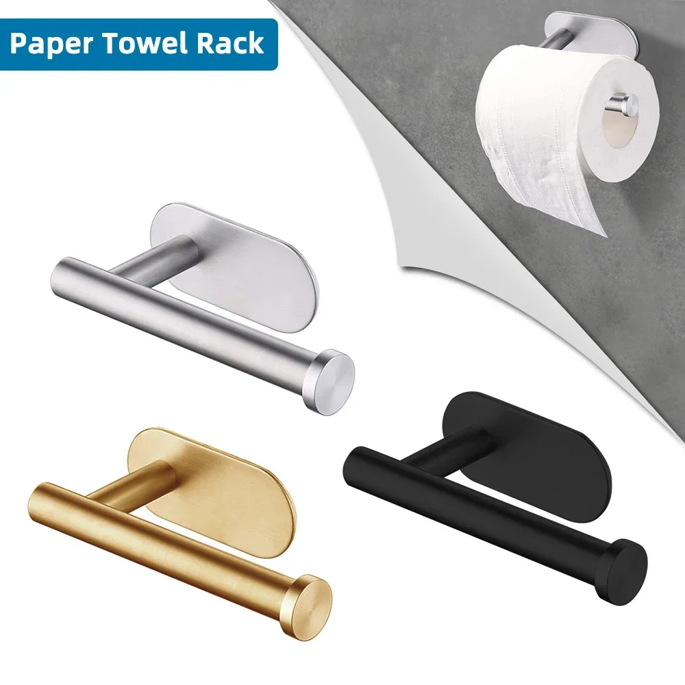 Self Adhesive Toilet Paper Towel Holder Stainless Steel Wall Mount  No Punching Tissue Towel Roll Dispenser for Bathroom Kitchen