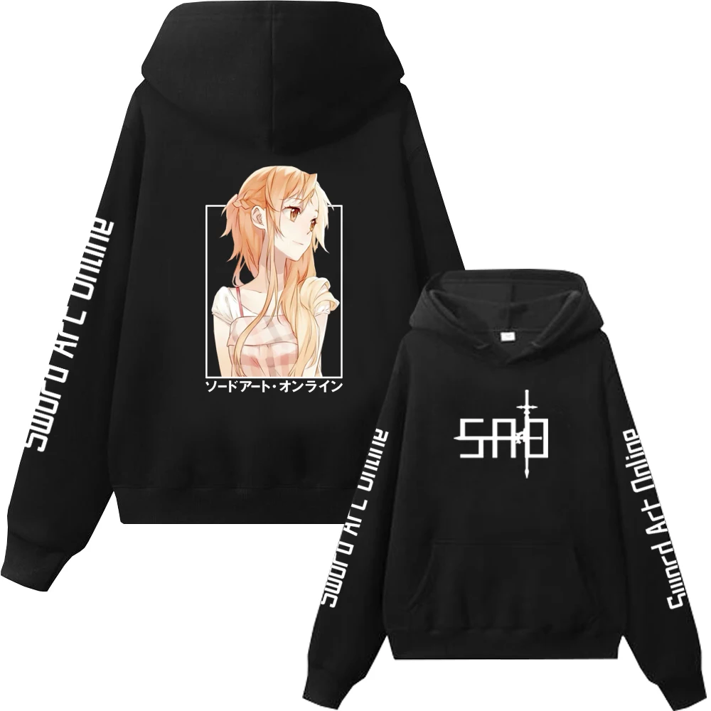 Anime Sword Art Online Couple Hoodie Kirito And Asuna Men Women Sweatshirts Harajuku Long Sleeve Fleece Warm Hooded Pullover