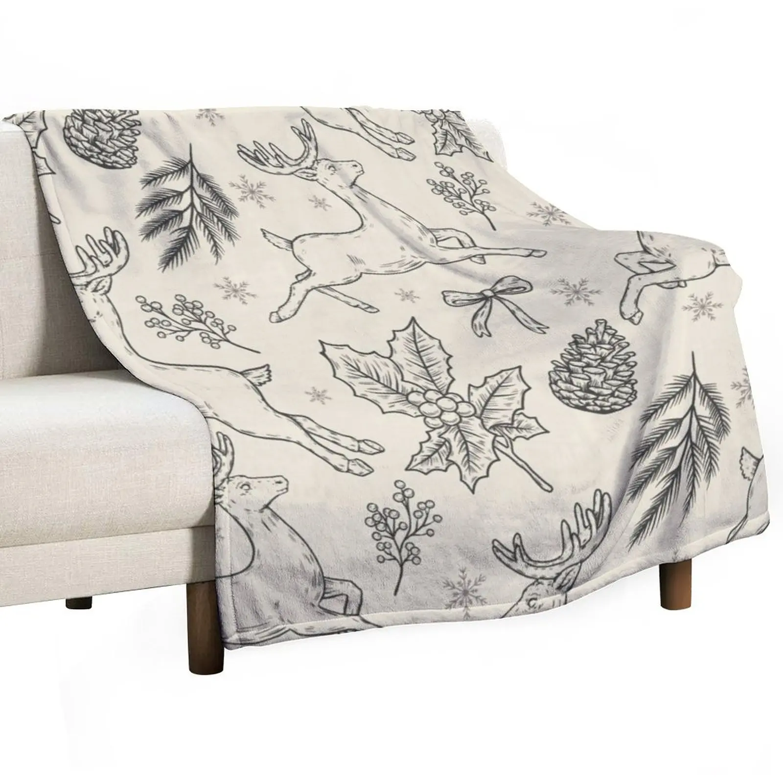 

Vintage christmas pattern Throw Blanket Luxury Brand Flannel Fabric For Sofa Thin Decorative Beds Blankets