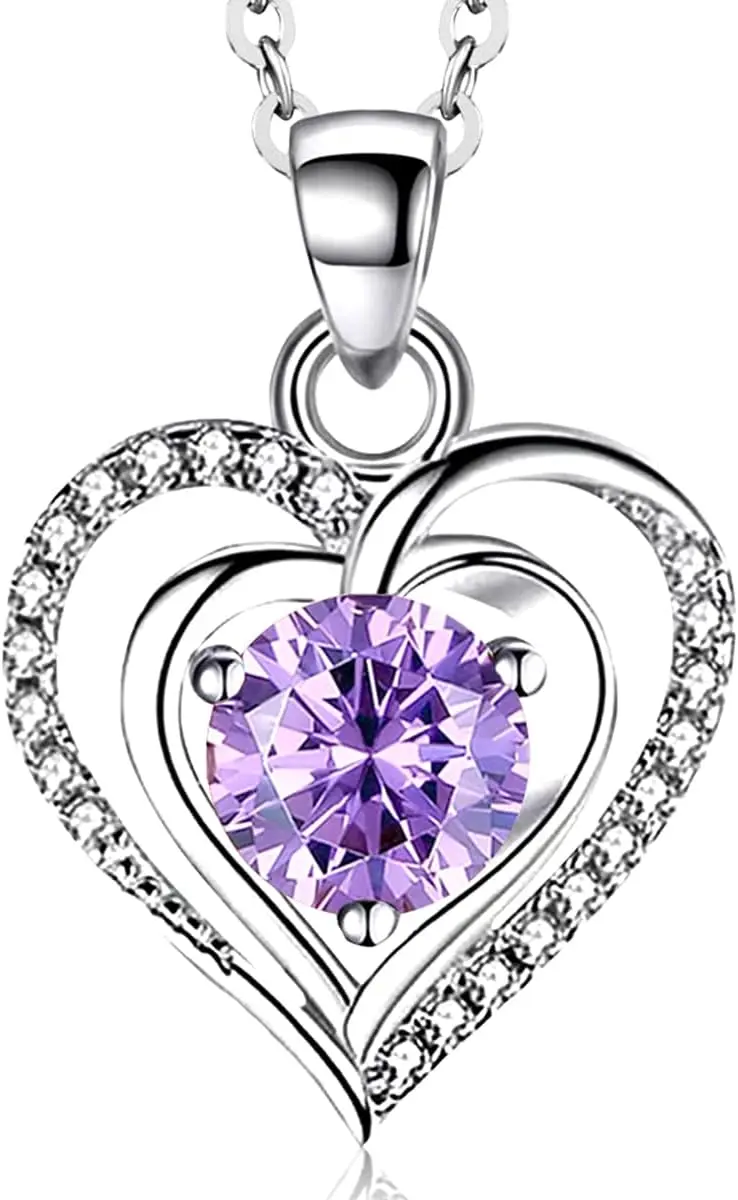 

Heart Birthstone Pendant Necklace for Women Zirconia Necklaces Wedding Anniversary Birthday Mothers Day