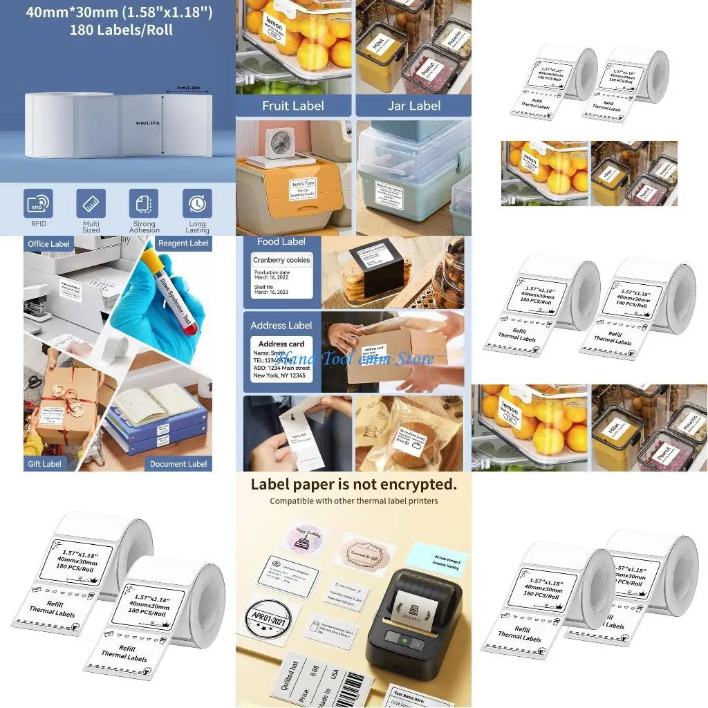 

H37F 2Roll Thermals Printing Paper 40x30mm for Small Price Barcodes and Office Needs