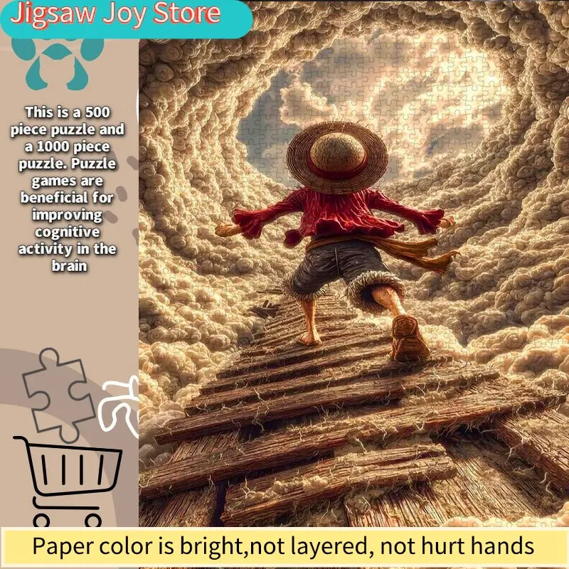 

Аниме-пазл «Мальчик в соломенной шляпе», тематический, для скрапбукинга, подарков, декора комнаты - портативный прямоугольный картонный пазл