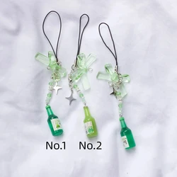 Y2K 그린 소주 영감 폰 참, 귀엽고 사랑스러운 오리지널 그린 소주 폰 참 | 소주병 액세서리