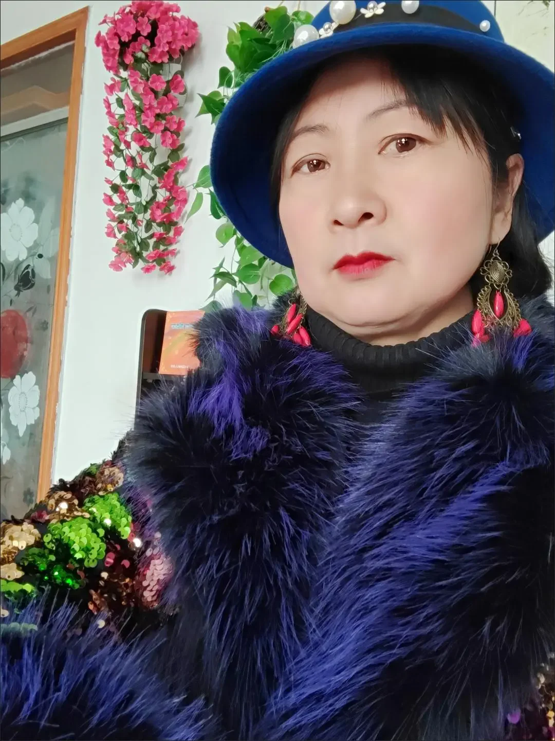Faux Fur Coat for Women,Sequins Jacket,Covered Button Loose Long Overcoat, Thick Warm Female Clothing,New,High Quality,Winter