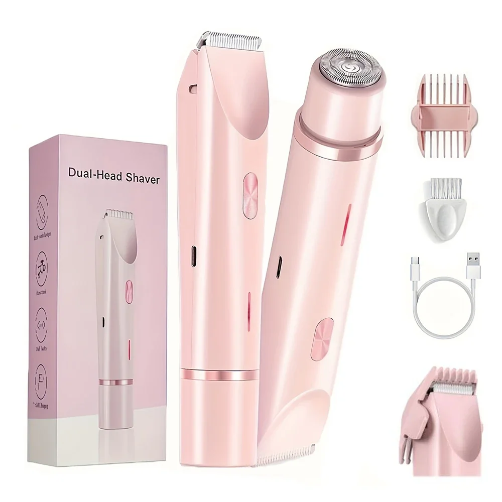 

Waterproof Dual Head Hair Remove Women Electric Shaver Body Epilator Trimmer 2 In 1 Painless Bikini Shaver For Women