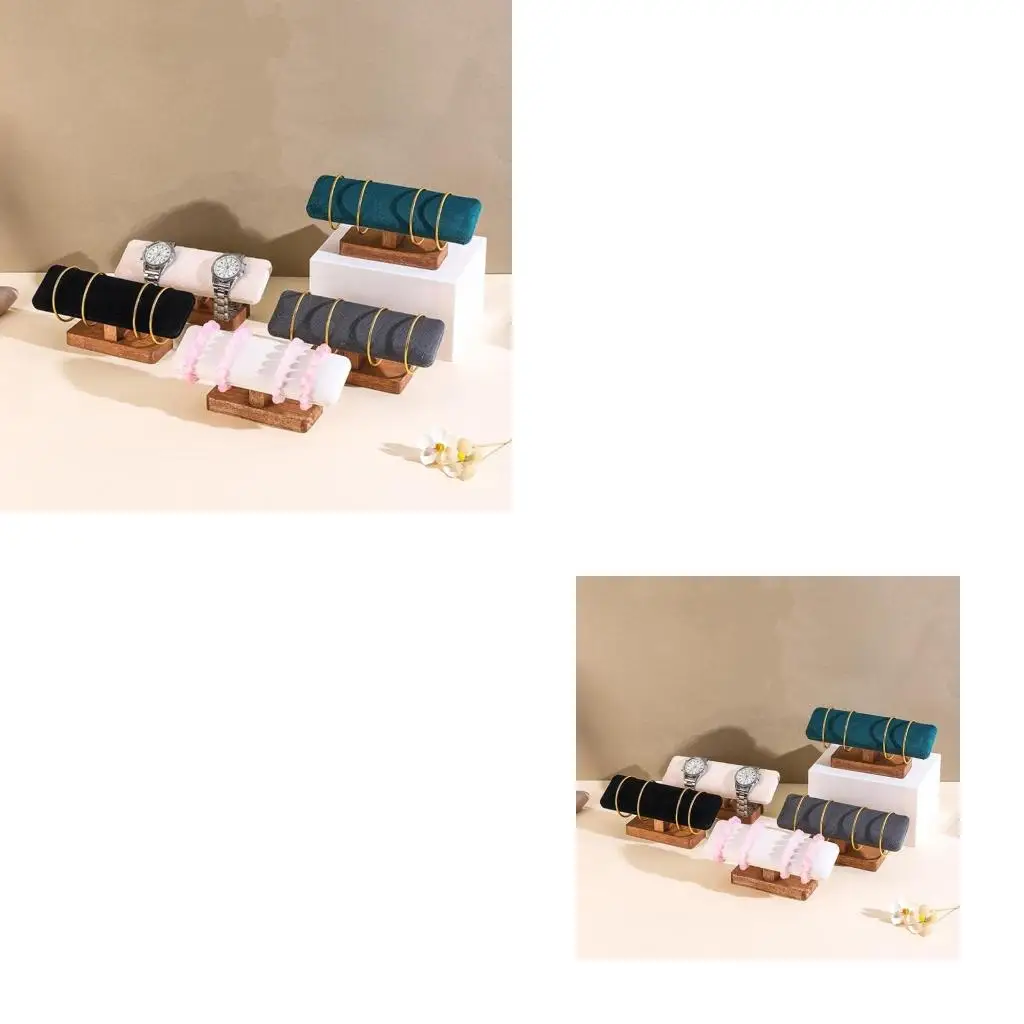 

Элегантная деревянная основа Т-образной формы с бархатным браслетом, стойка для часов, стенд-органайзер