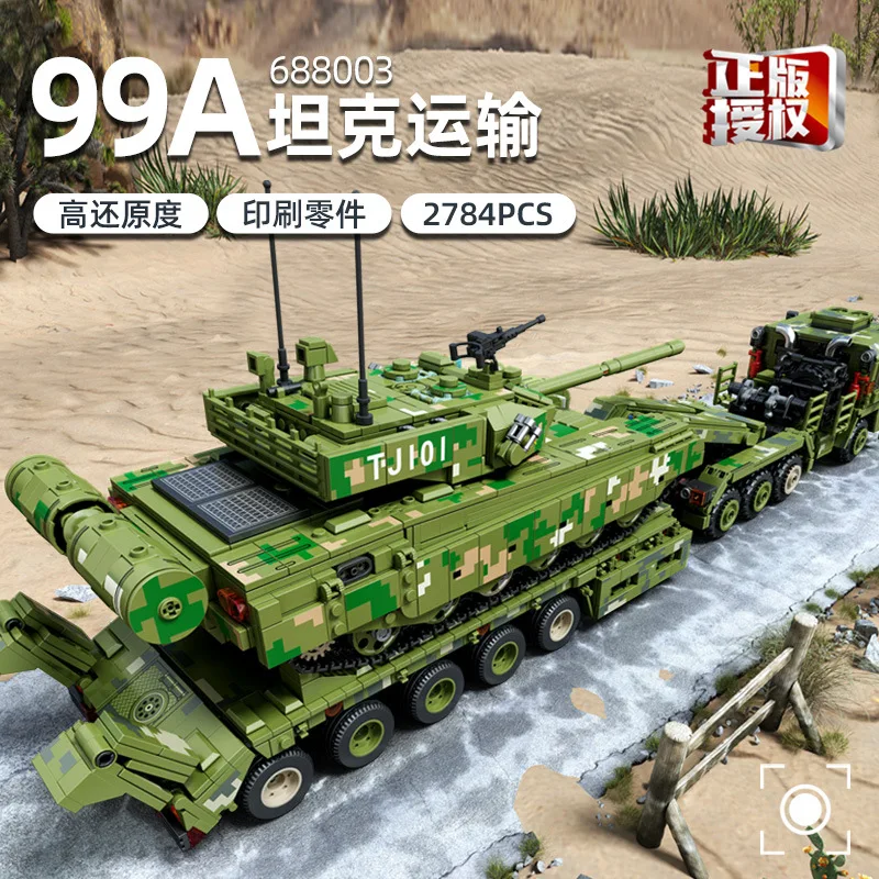 Panlos 688003 99A Tank Transportation Car Model Battlefield Mobility Series Small Particle Assembly Toys Building Block 2784PCS