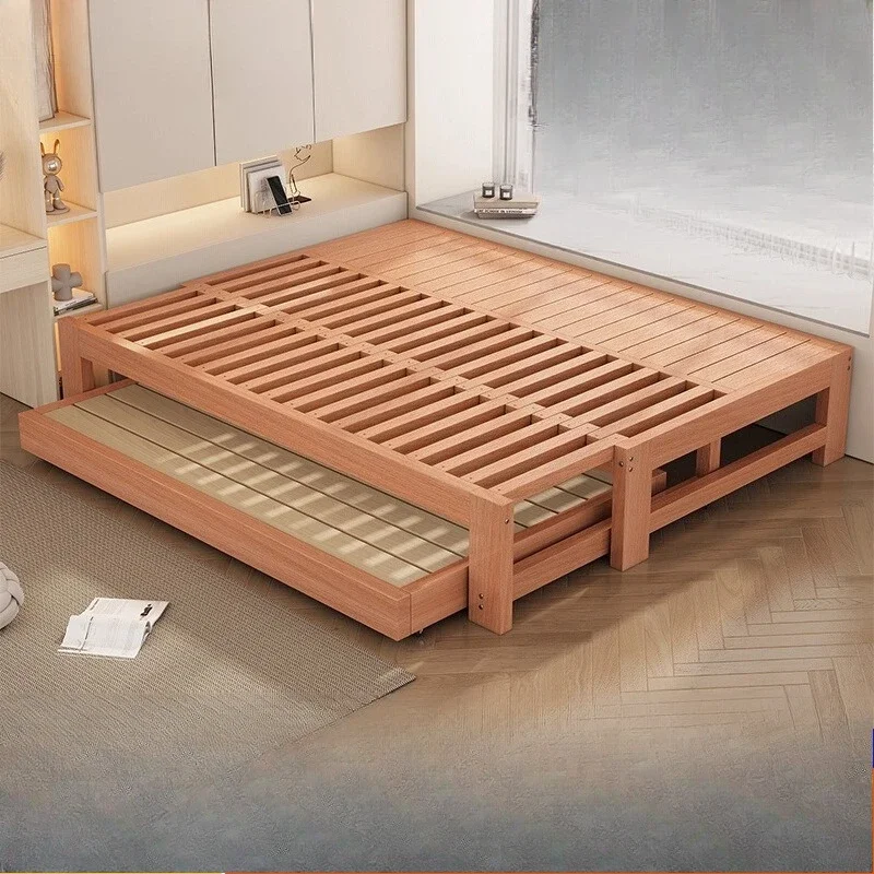 Beech sofa bed semi-retractable pull-out bed living room small apartment tatami single bed folding dual-purpose sofa trailer