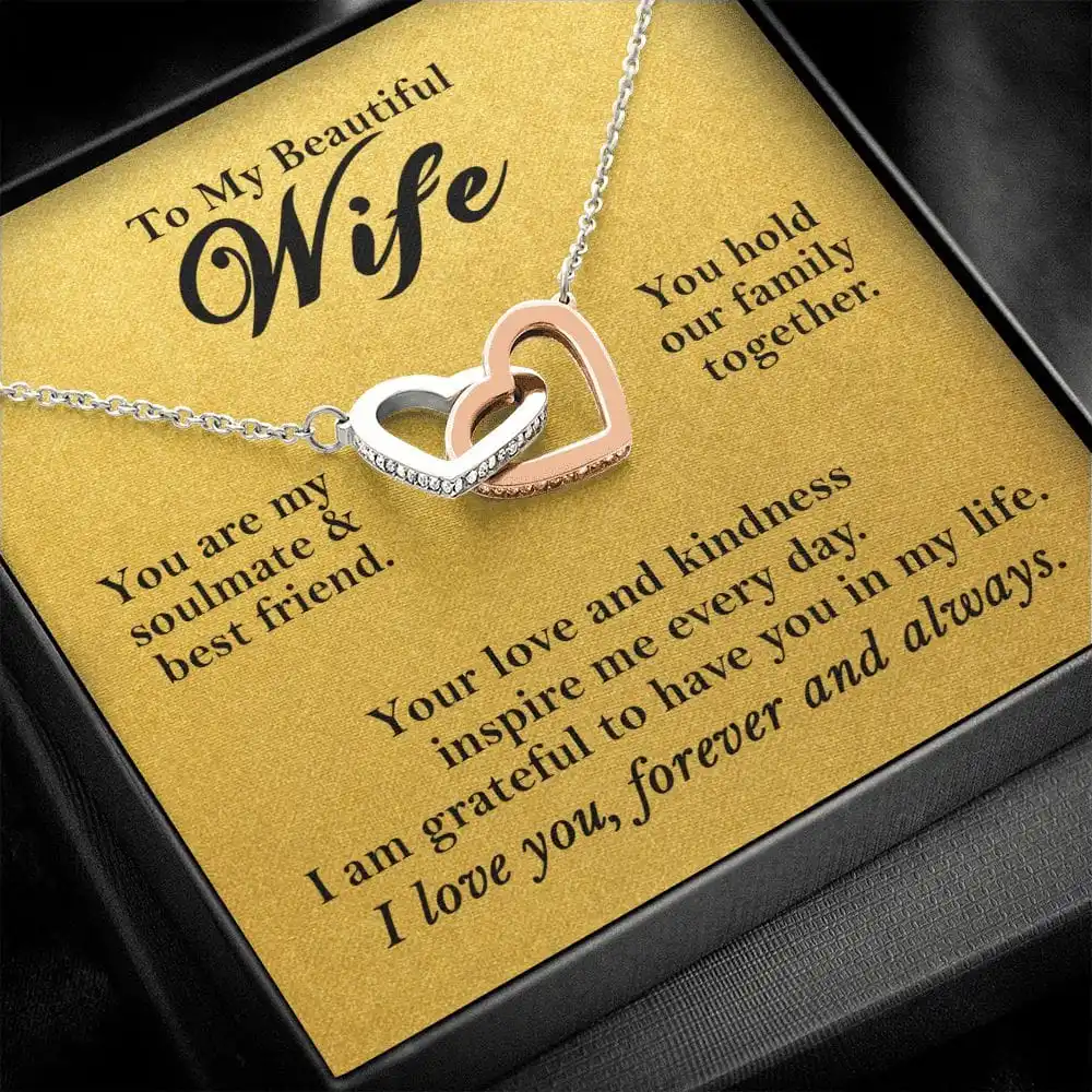 To My Beautiful Wife Hearts Necklace Gift From Husband Soulmate Gift Love Pendant Women Fashion Jewelry 2024 New Dropshipping