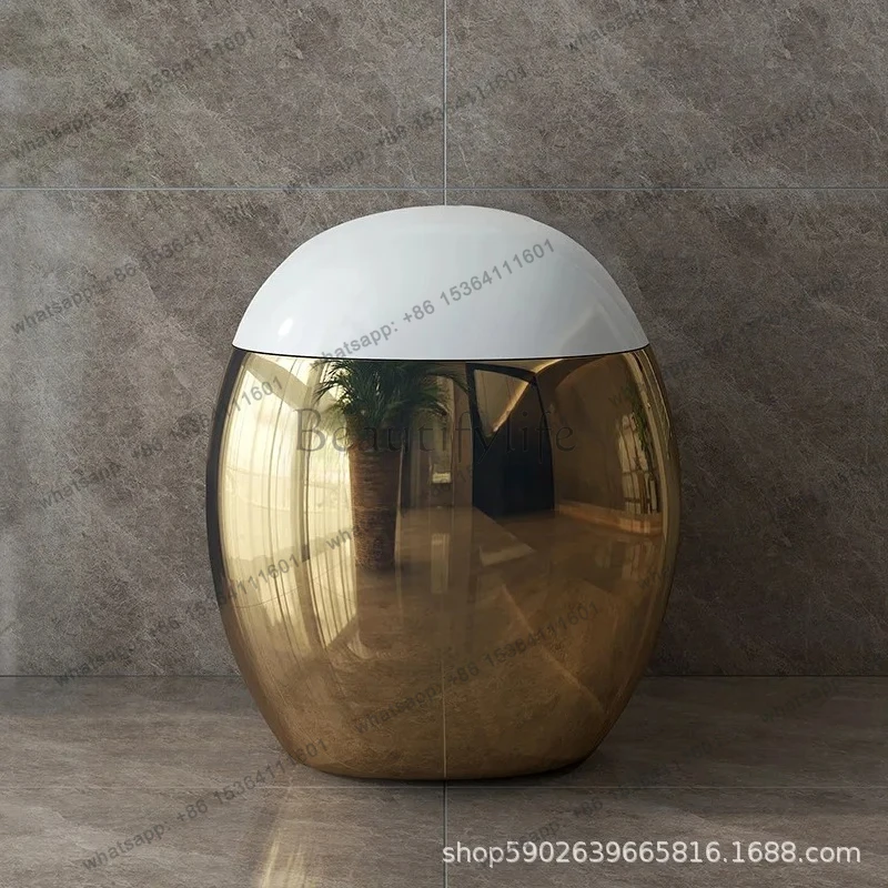 Toilet Household Egg-Shaped Toilet Small Apartment Siphon Style Light Luxury High-End Feel Bathroom