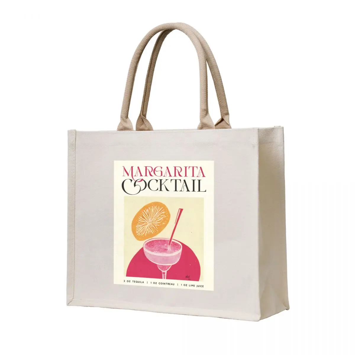 

Margarita Retro Cocktail Poster Pink Print Bar Prints, Vintage Drinks, Recipe, Wall Art Tote Bag bag luxury women Big bag women