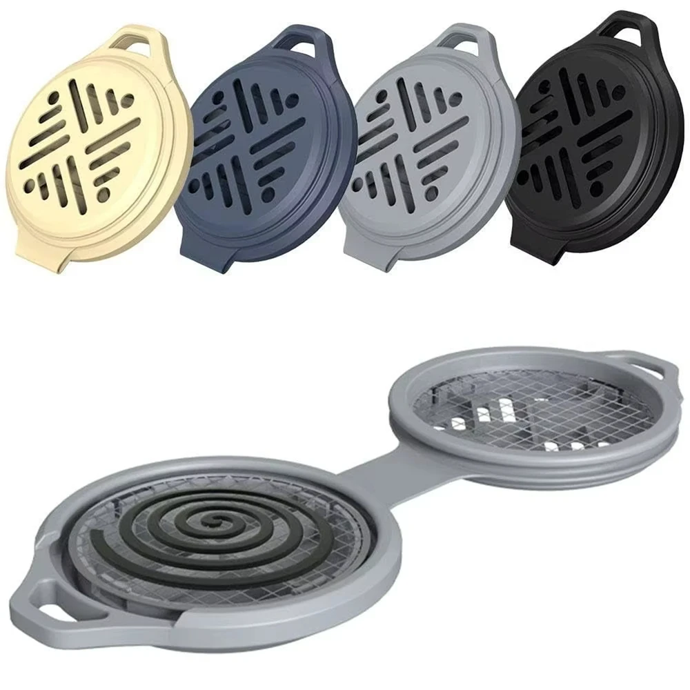 حامل لفائف البعوض المحمول في الهواء الطلق للتخييم يمكنه تعليق لفائف البعوض من السيليكون حامل صينية ثابتة مبيد الذباب للتخييم والصيد #4