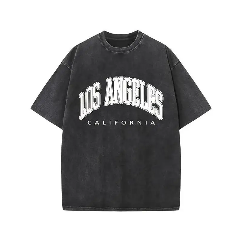 

Los Angeles California T-Shirt Unisex Washed Retro Graphic Tee Streetwear College Style Oversized Cotton Top Travel Gift