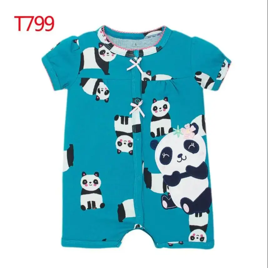 2024 Summer Newborn Baby Boys Rompers Short Sleeve Coveralls Cartoon Printed Soft Cotton Jumpsuits 0-24M Toddler Baby Clothes