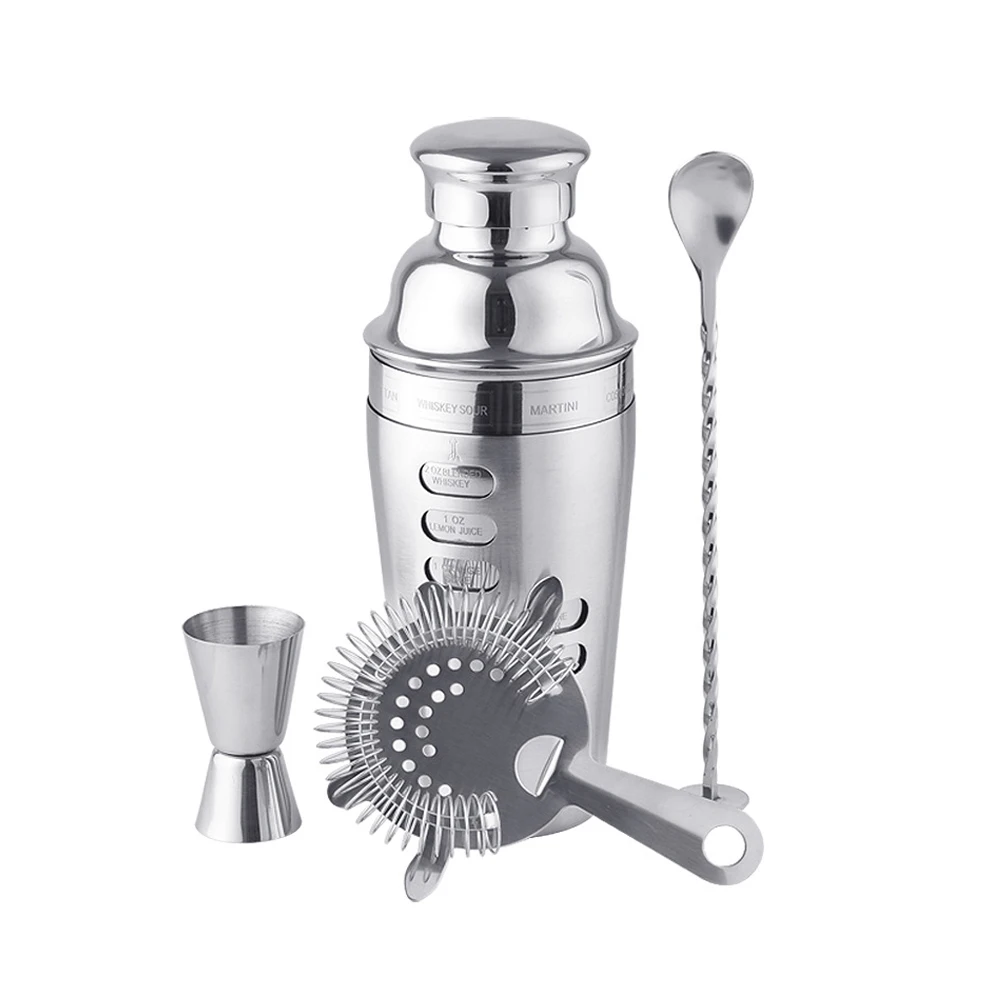 

Набор для приготовления коктейлей Boston Shaker, 4 предмета, профессиональный набор для смешивания коктейлей, шейкер из нержавеющей стали и бокал для вина, инструменты бармена для дома