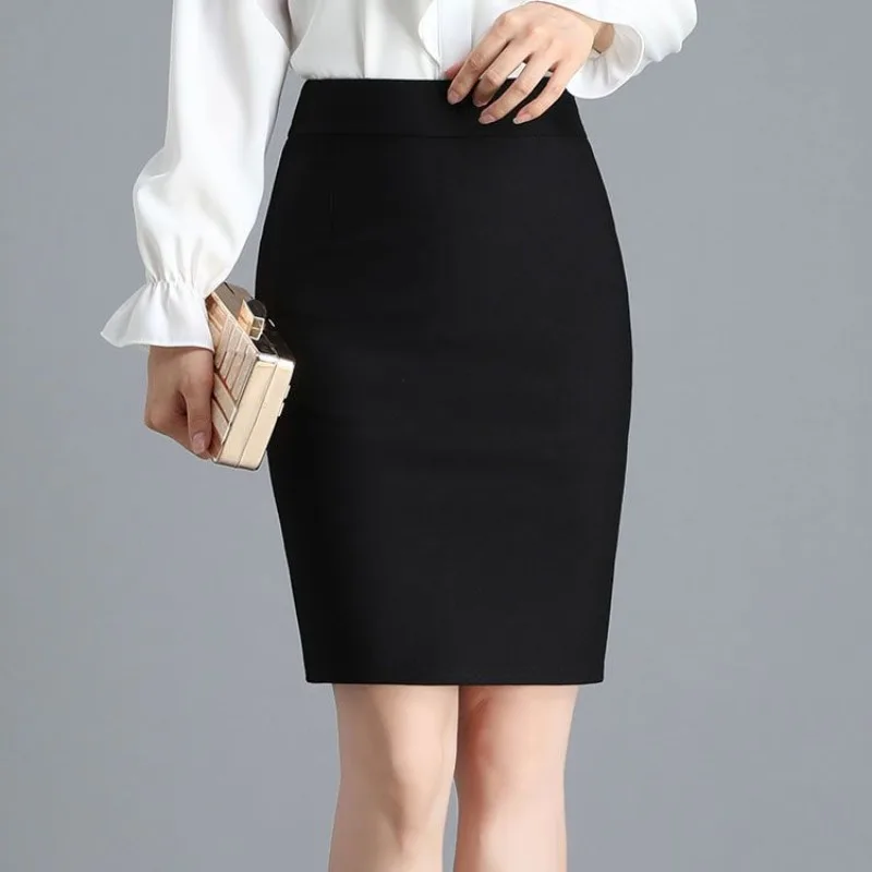 

Office Lady Fashion Midi Black Split Skirts Spring Summer Temperament Koreon Streetwear Women Casual High Waist Slim Sexy Skirt