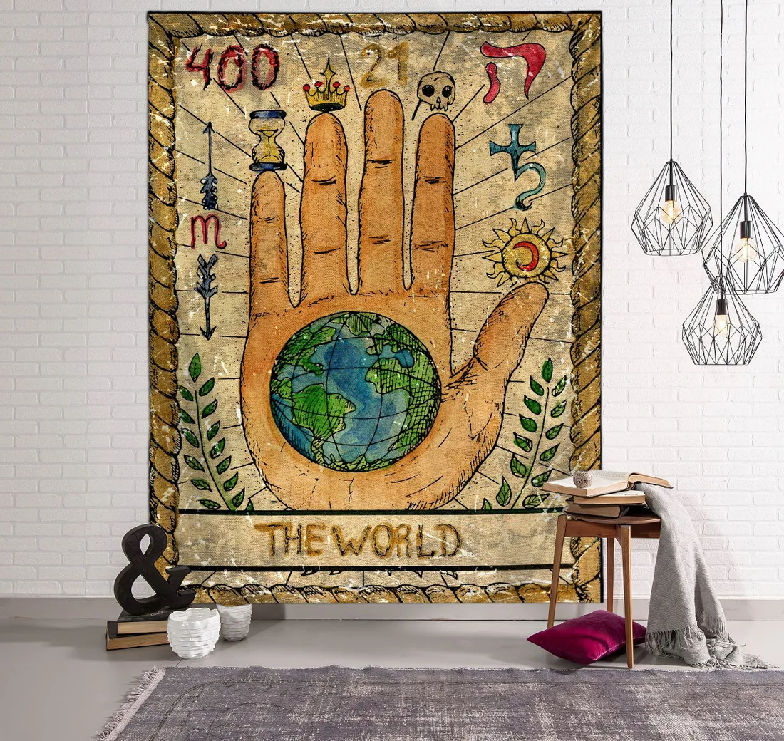 Witchcraft divination house decoration psychedelic bohemian hippie wall hanging moon tarot card   tapestry tapiz