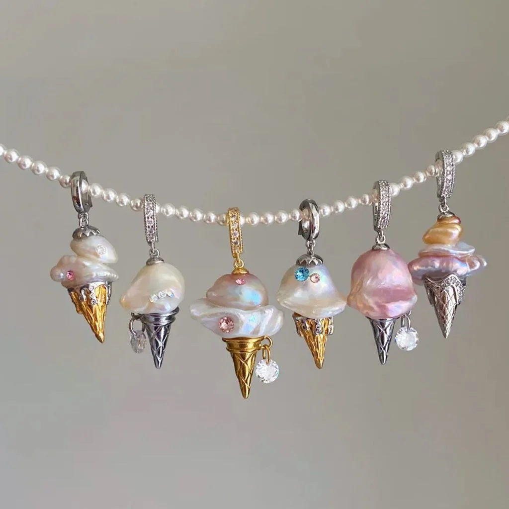 

High quality original design fashionable Baroque pearl ice cream universal buckle pendant necklace women light luxury niche