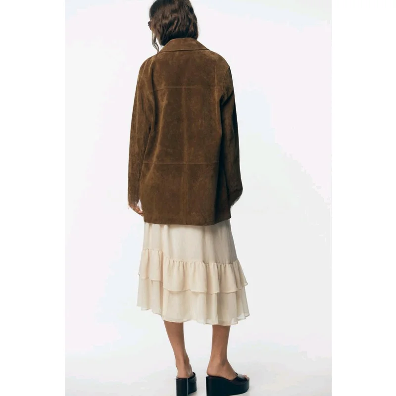 Autumn New Arrival Women's Casual Sle Long Sve Suede Jaet Coat Lazy Faion Polyester Fiber Casual Scene