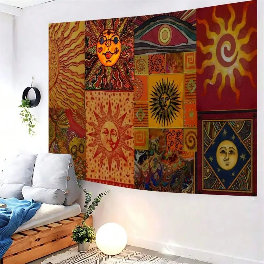 VIKAMA Boho Sun Tapestry Color Face Wall Hanging Tapestry For Bedroom Living Room Dorm Party Decor Home Decor Room Decor