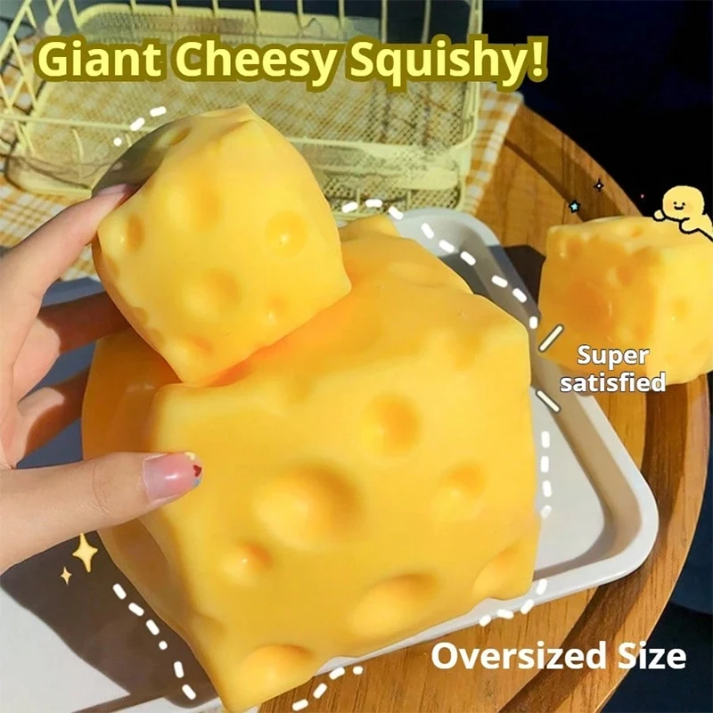 Extra Large Size Cheese Cheese Squeeze Fidget Toy Slow Rebound Shapeable Realistic Giant Squeeze Toys for Adult Stress Relief