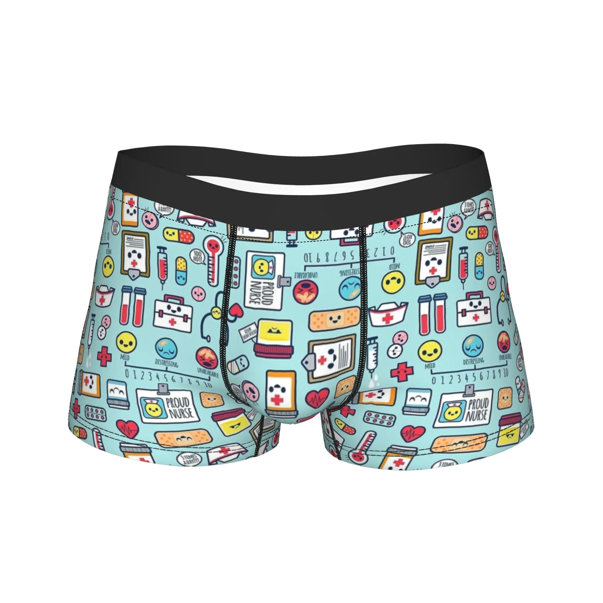 Proud To Be a Nurse  Surface Pattern Blue Boxershorts  Pouch Underwear Quality Boxer Brief Soft Male Underpants Large Size