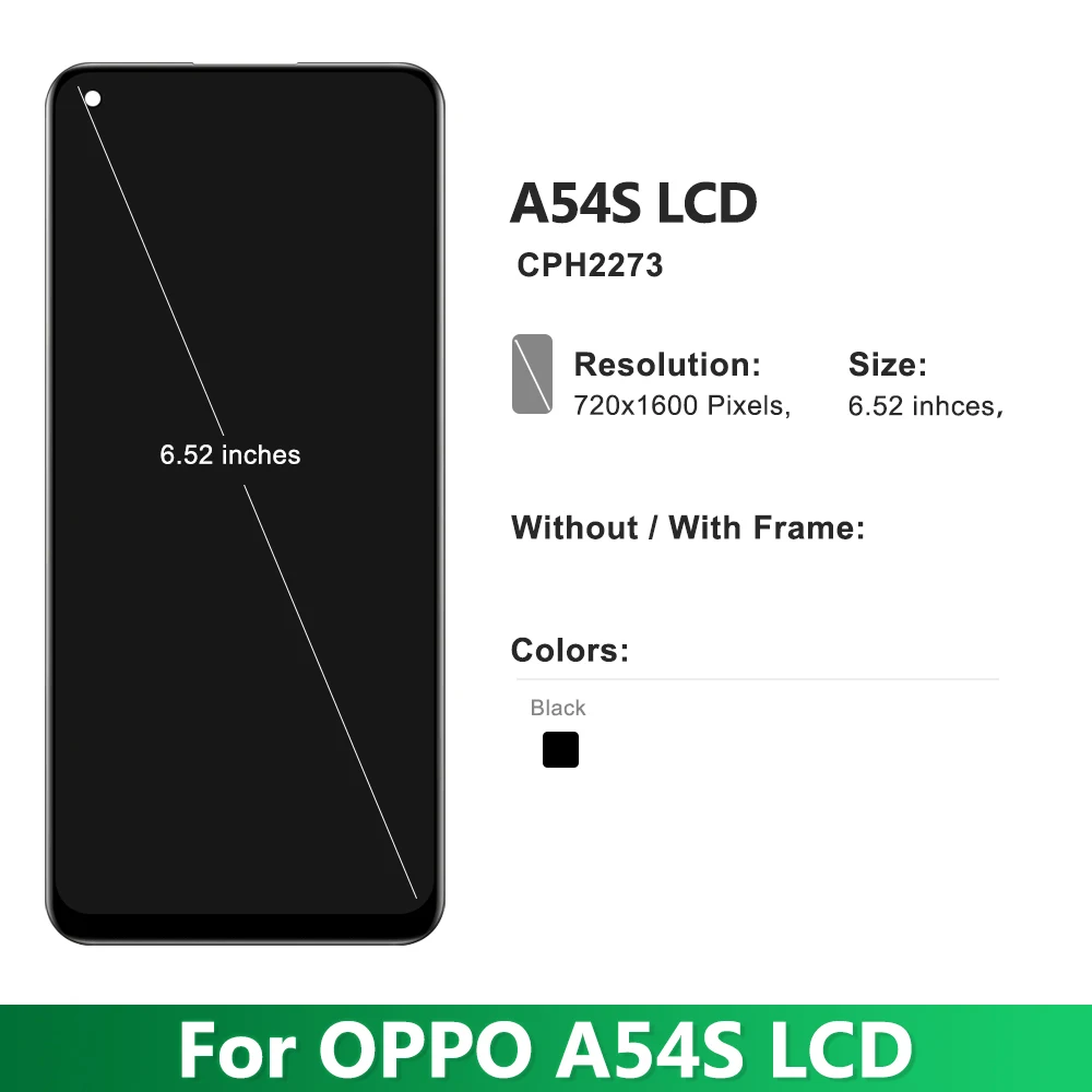 6.52'' LCD For OPPO A54S CPH2273 LCD Display Touch Screen Digitizer Assembly Replacement For OPPO A54s Display Screen