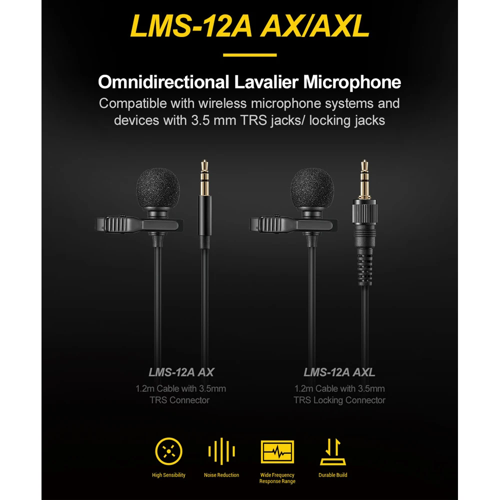 Godox LMS-12A AX AXL Omnidirectional Lavalier Microphone Compantible with Wireless Microphone Systems and Devices with 3.5mm TRS