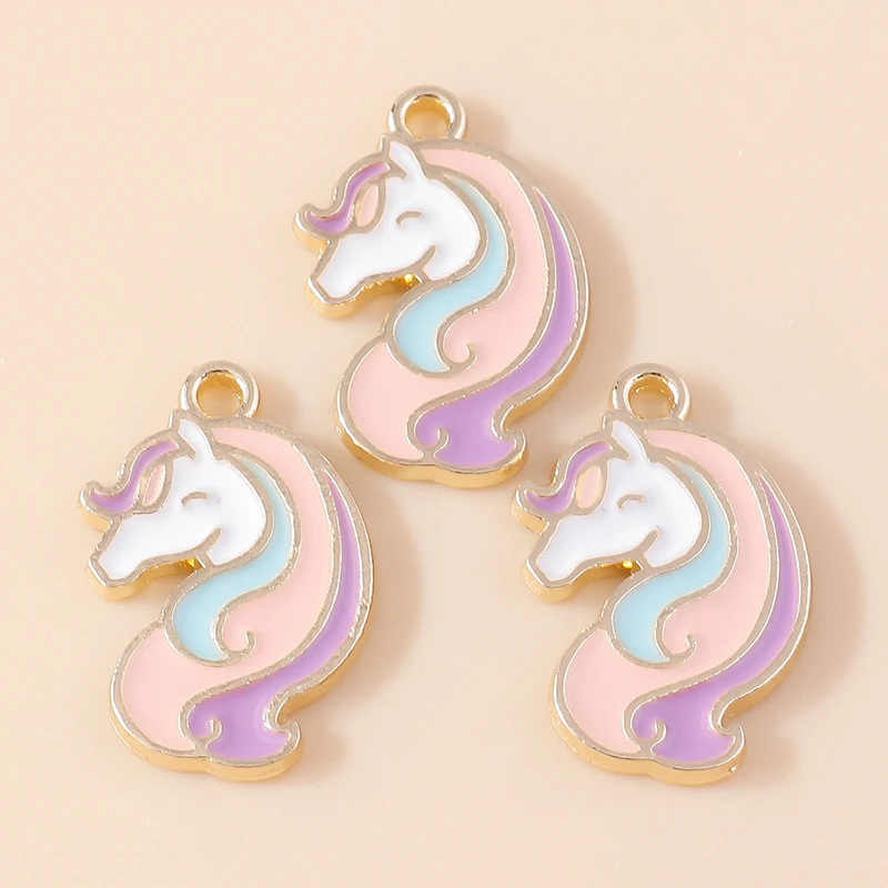 Leslie 10 Stück Emaille Pferd Regenbogen Einhorn Charms Anhänger für DIY handgemachte Ohrringe Armbänder Halsketten Schmuckherstellung Handwerk – Detail 15