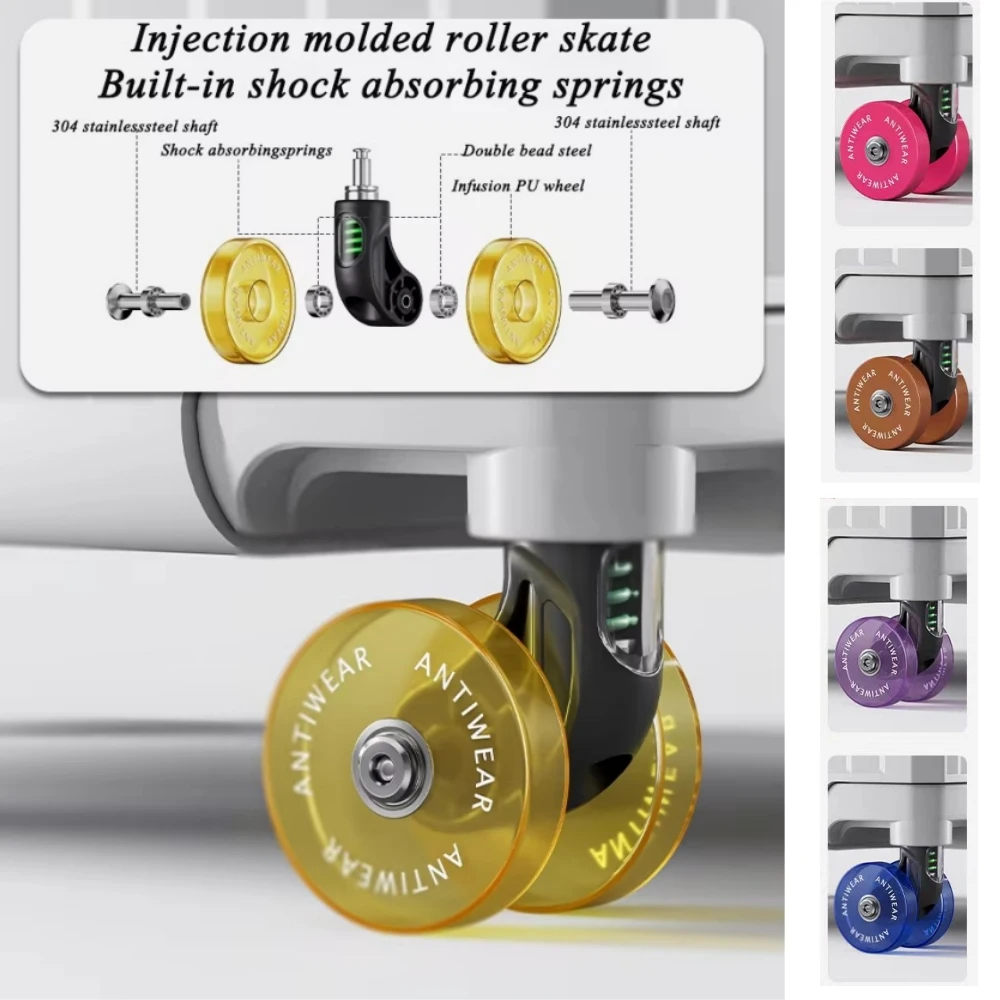 حقيبة سفر بإطار من الألومنيوم ذات سعة كبيرة ومقود واسع مع قفل TSA بعجلة دوارة صامتة ملونة