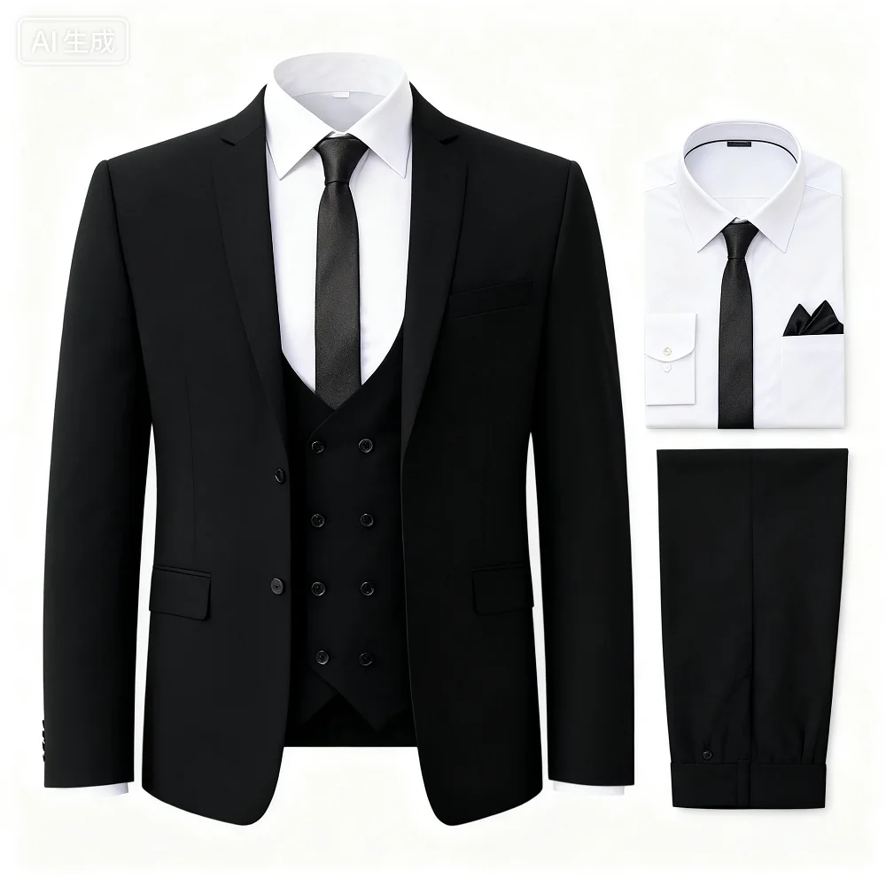 

Men's Fashion Brown Slim Fit 3-Piece Suit Set with Blazer Vest Pants - Casual Wedding Prom Business Groom Tuxedo Clothing