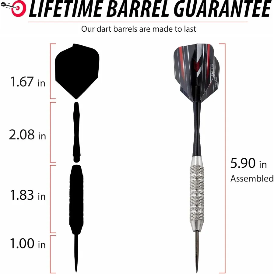 Fat Cat Darts Set in a Jar: Steel Tip Darts with Storage and Travel Container for Home Office or Outdoor Games Ideal for Casual