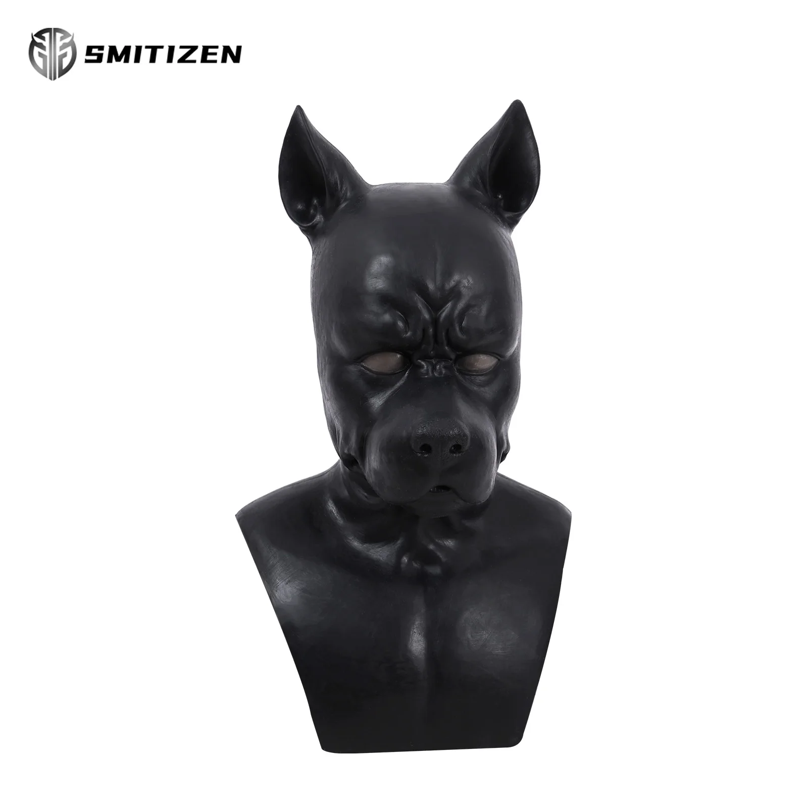 

Smitizen Silicone Black Bulldog Pup Mask Realistic Puppy Dog Animal Mask Monster Costumes for Halloween Party Cosplay