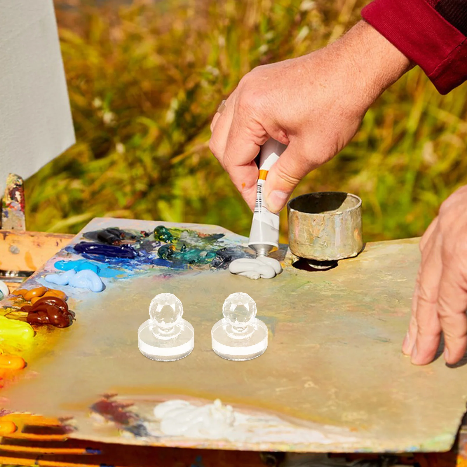 

2Pcs Clear Manual Grinding Pestle Small Muller Acrylic Watercolor Oil Painting Tools Pigment Mixing DIY Craft Supplies