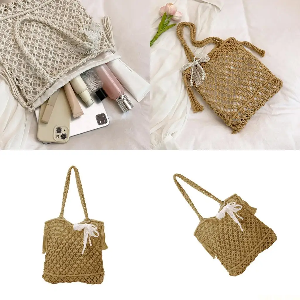 

X90d Женщины сплетенная сумка для плеча рук ручной сумочка для отдыха в стиле подмышками модная сумка пляжная сумка в пустоте