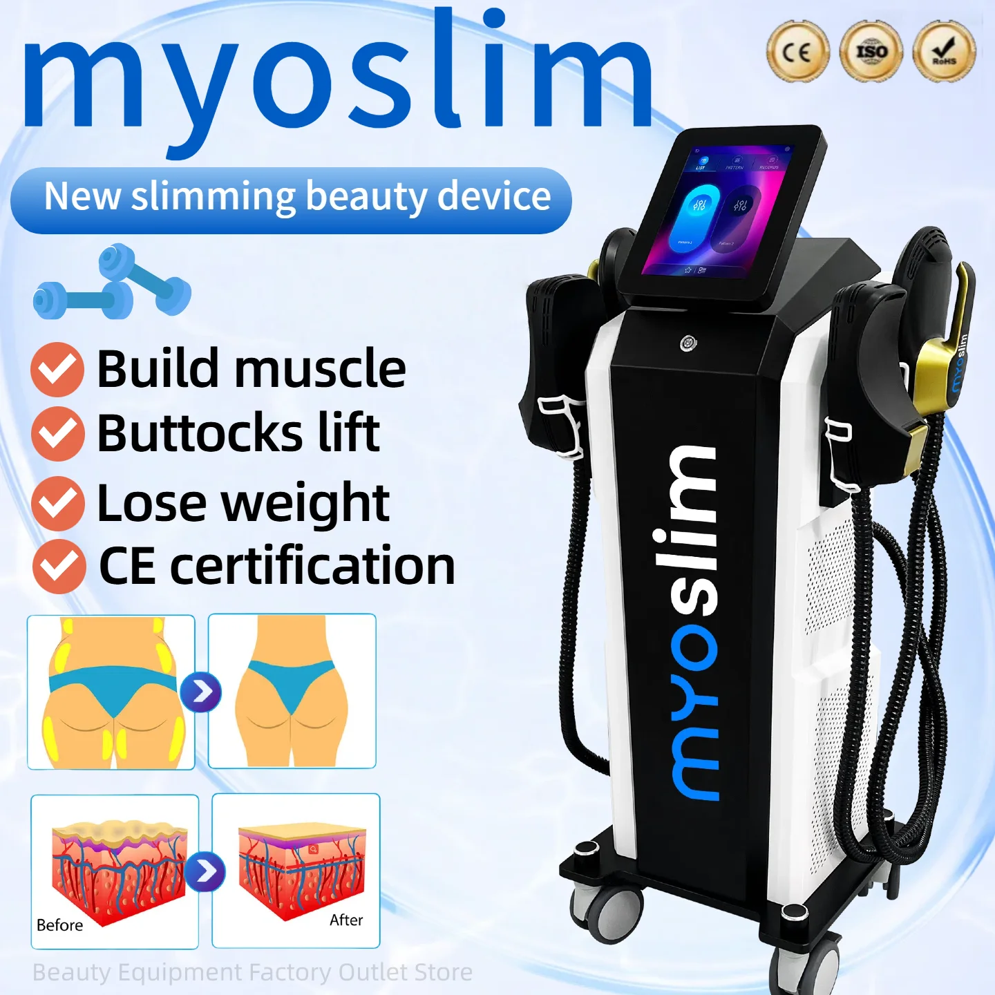 

Myoslim 15T NEO Slimming Machine Nova EMS Electrical Stimulation Muscle Sculpting and Butt Lifting Machine