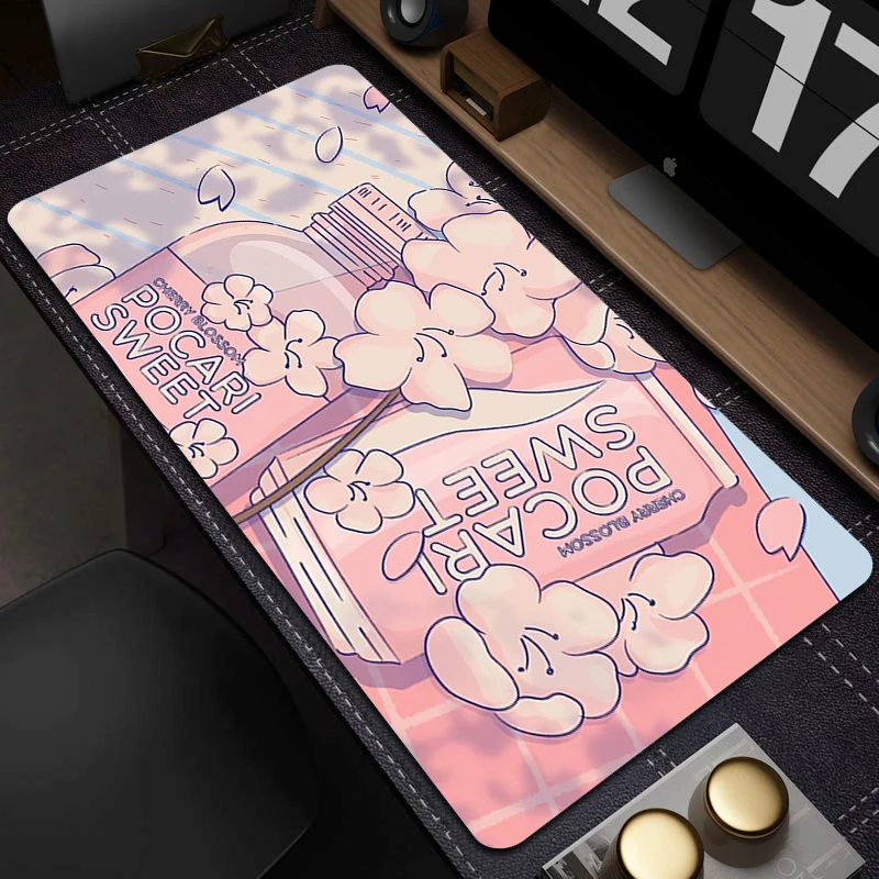 Große Gaming Mouse pad Anime rosa niedlichen Maus matte Spiel Gummi Mauspad Cartoon rutsch feste Computer Schreibtisch matte Verriegelung Rand Tischs ets