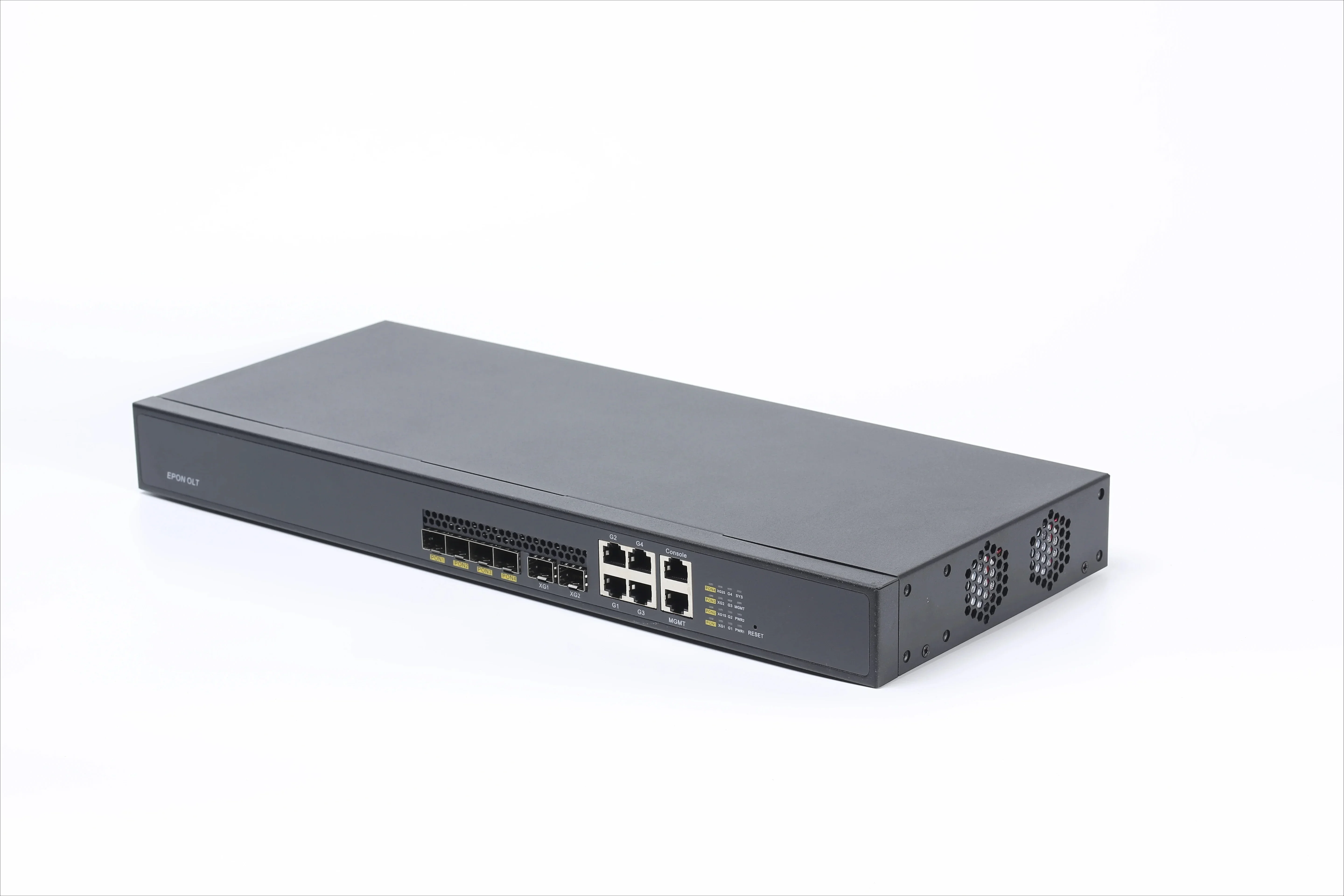 HiOSO 4PON 1U نوع الرف EPON OLT معدات الألياف البصرية FTTx 4 منافذ 10G + منافذ SFP Mini OLT FTTH مع وحدات Pon لـ